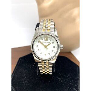 Michael Kors Women's Watch MK4740 Lexington Quartz White Dial 2-Tone Gemmed 26mm